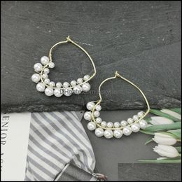 Hoop & Hie Handmade Knit Imitation Pearl Hearts Copper Earrings For Women Golden Sier Colour Wedding Fashion Jewellery Uken Drop Delivery 2021
