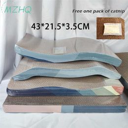 1pc 43x21.5 Cats Scratching Corrugated Board Scratcher Bed Pad Toys For Cats Mat Grinding Claw Plate Kitten Nail Catnip Scraper 211122