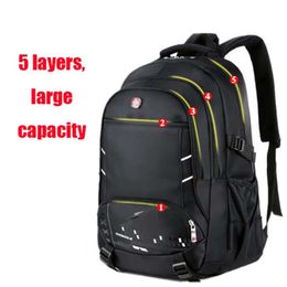 Large Capacity Men Backpack Laptop Waterproof Black Multifunctional Computer Back Pack Male Students Teen Schoolbag 210929