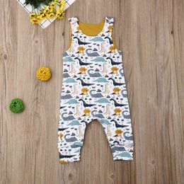 Pudcoco Summer Newborn Baby Boy Girl Clothes Sleeveless Cotton Cute Dinosaur Print Romper Jumpsuit Outfit Playsuit G1221