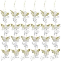 24pcs 6cm Christmas Hanging Ornaments Transparent Angel Pendants Chic Decors 211104