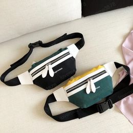 Women Waist Bag Canvas Mini Fashion Shoulder Messenger Bag Leisure Panelled Fanny Pack for Girls Travel Zipper Chest Pouch