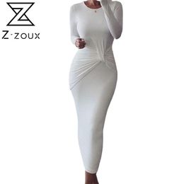 Women Dress White Knitted Sweater Long Sleeve Tight es Fashion All Match Plus Size es 210513