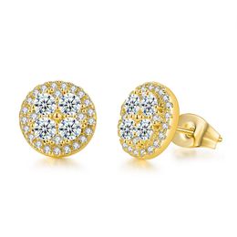 New Unisex Fashion 18k Yellow White Rose Gold Plated Full CZ Round Studs Earrings for Men Women Nice Gift