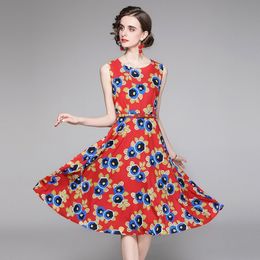 summer fashion women Sleeveless Vest Dress Temperament Print casual 210531