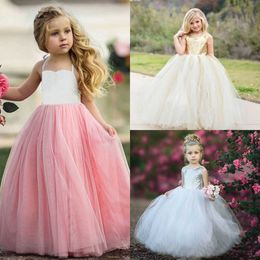Kid Girl Flower Princess Formal Party Wedding Bridesmaid Gown Dress Set Q0716