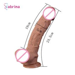 10 Inch Super Large Realistic Silicone Dildo Women Masturbator G-Spot Big Dick for BBW Bisexual Anal Plug Sex Toys Glass Dildos Y0320