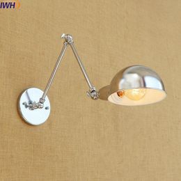 Wall Lamp IWHD Loft Retro Industrial Light Fixtures Silver Adjustable Swing Long Arm LED Edison Sconce Wandlampen Vintage