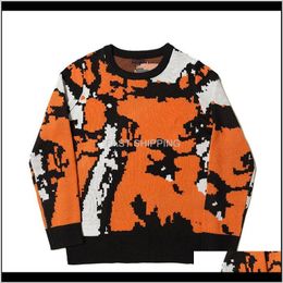 Men'S Sweaters Apparel Mens Contrast Colour Fashion Loose Letter Warm Tops Male Casual High Street Pullover Clothing S-Xl L62Fn