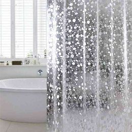 NEW 3D EVA Fashion Semi-Transparent Waterproof Shower Curtain Cobblestone Pattern Shower Curtains for Bathroom Home Hotel 210402