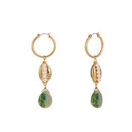Dangle & Chandelier Green Simple Temperament Dangle Earrings Female Crystal Stone Geometry Water Drop Imitation Pearl Earrings Korean Women Gift