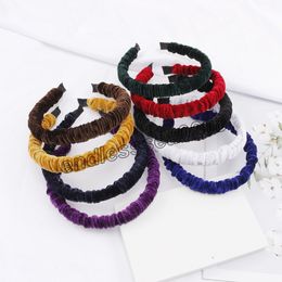 Fashion Pleated Cloth Hair Hoop Headband Handmade Ornament Women Vintage Elegant Hairband Solid Colour Turban Hoop Party Gift