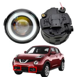 for Nissan Juke F15 Hatchback 2010-2014 fog light Pieces LED DRL high quality Fog-Lights Angel Eye 12v H11