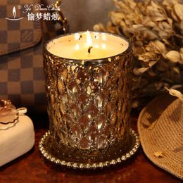 soy candle supplies Canada - Fashion Beautiful Glass Blue Candle Gift Holder Decorative Aromatic Candles Soy Wax Making Romantic Velas Party Supplies EH50CA