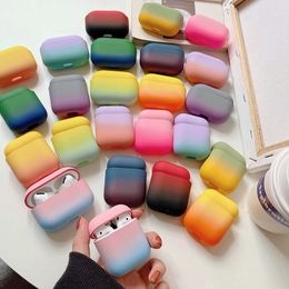 Coloful Gradient bicolor Earphone Case Headphone Accessories for Apple Airpods 1 2 3 Colourful Air Pods Pro Protecto New PC Hard Cute candy Colour Cover Box Cases