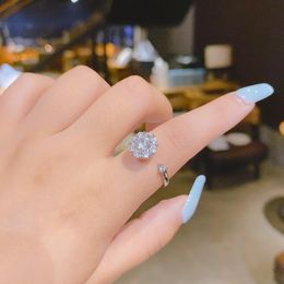 snowflake wedding ring Australia - Wedding Rings Fashion Adjustable Opening Index Finger For Women Jewelry Zircon Cubic Stone Delicate Diamond Snowflake Ring
