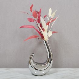 Vases Nordic Vase Luxury Support Mariage Bathroom Modern Minimalist Plant Pot Shelf Silver Simple Jarrones Decoration Accessories HP50