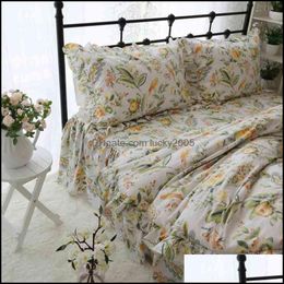 Supplies Textiles Home & Gardenfresh Country Style Floral Duvet Er Bedskirt Set 100%Cotton Tra Soft 4Pcs Fl Queen King Size Bedding Sets For