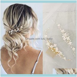 Wedding Jewelrywedding Aessories Porcelain Flower Floral Hair Combs Pins Pearls Headbands Headpieces For Brides Party Hairpins Bridal Jewelr