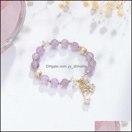 Bangle Bracelets Jewellery Bracelet Light Fragrance Shadow Natural Crystal Female Lavender Amethyst Zircon Flower Drop Delivery 2021 Nce1U