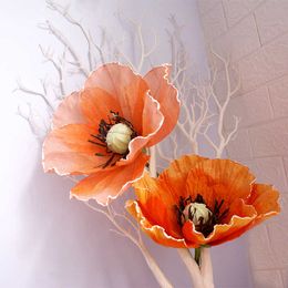 Artificial Giant Poppies Wedding Fake Large Flower Wall Background Display Road Lead Shopping Mall Window Display Shooting Props 210624