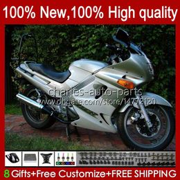 OEM silvery white Bodys For KAWASAKI NINJA ZZR250 1990 1991 1992 1993 1994 1995 1996 1997 1998 1999 Bodywork 54HC.41 ZZR-250 ZZR 250 CC 90 91 92 93 94 95 96 97 98 99 Fairing