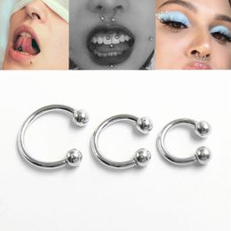 silver horseshoes Australia - 5pcs lot 925 sterling silver Horseshoe Circular Ring Labret Nipple Hoops Nose Eyebrow Piercing Jewelry