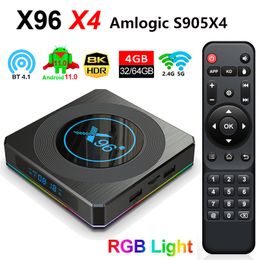 X96 X4 Android 11.0 Smart TV BOX Amlogic S905X4 4GB 64GB Quad Core 2.4G/5G Dual Band WIFI 8K Media Player Set-Top-Box 4G32G