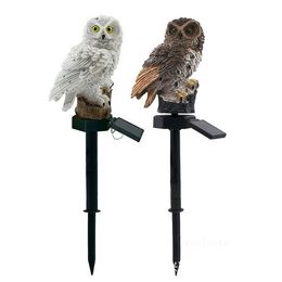 Party Favour Solar owl ground lamp LED resin handicraft courtyard lamp lawn Home decoration lamp T2I53325