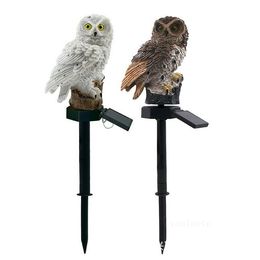 Party Favor Solar owl ground lamp LED resin handicraft courtyard lamp lawn Home decoration lamp T2I53325