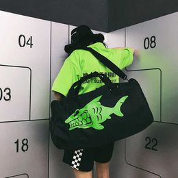 Fish Pattern Training Sports Bags for Fitness Women Tote Bag Shoes Compartment Lightweight Sport Bag Men for Gym Sportsbag Q0705