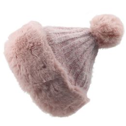 Women Fluffy Hat Knitted Beanies Winter Ski Hats Weaving Mongolia Cap For Outdoor Warming