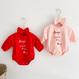 Spring Autumn Baby Boys Girl Rompers Long Sleeves Letter Embroidery Boy born Clothes 210429