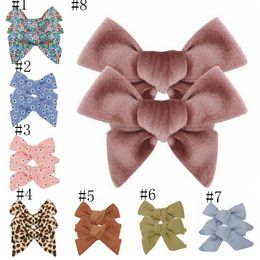 2021 Baby Girls Hair Bows Cute Floral Barrettes Kids Hairpins Headband Headwear Fashion Accessories 12 Designs Optional