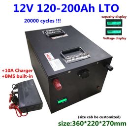 20000 cycles LTO 12V 130Ah 150Ah 200Ah Lithium titanate low temperature 12v battery for motorhome solar system RV+Charger