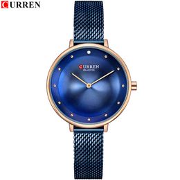 CURREN Top Brand Fashion Ladies Watches Stainless Steel Quartz Watch Women Thin Casual Clock Relogio Feminino 210517