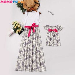 family matching clothes mother mommy and me family look dress summer printed matching family outfits mum mama and daughter dress 210713