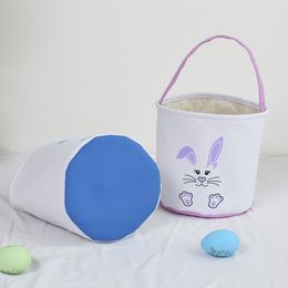 Easter Party Supplies Basket 2022 New Fold Ear Rabbit Footprint Printed Basket Holiday Gift Decorated Tote Bucket Top Sale