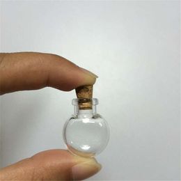 Mini Oblate Glass Bottles Pendants Bottles With Cork Arts Jars For Necklace Pendants of 100pcs/lot