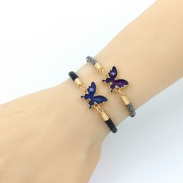 Thermochromic Temperature Emotion Sensing Changing Colour Bracelet Enamel Butterfly Heart Owl Infinity Charm leather Bracelets Bangle Women Kids Fashion Jewellery