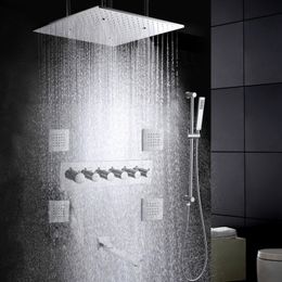 Ceiling Mounted Rain Shower Head With Handheld Spray Chrome Polished Thermostatic hydro jet