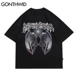 Tshirt Streetwear Harajuku Punk Rock Gothic Anime Cartoon Print Short Sleeve T-Shirts Cotton Casual Hip Hop Tees Tops 210602