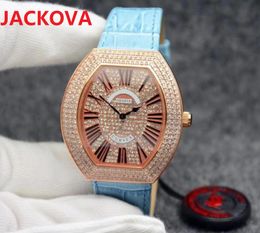 Super business switzerland highend womens watches 40MM luxury office party lady genuine leather japan quartz movement full diamonds wristwatch