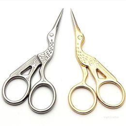Cross stitch stainless steel scissors personal beauty eyebrow restoration gold plated crane scissors T500727