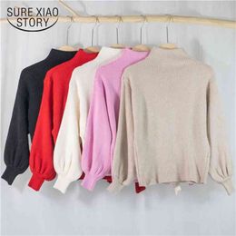 Autumn Winter Women's Sweater Pullover Turtleneck Solid Casual Lady Slim Korean Long Sleeve Female Knitwear 11344 210510
