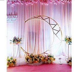 Wedding Props Wrought Iron Moon Arch Flower Shelf Wedding Party Stage Background Decoration Moon Screen Stand