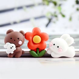 Korea Resin Cartoon Cute Animal Charms for Jewelry Making Bear Rabbit FLowers Pendant Diy Earring Bracelet Necklace