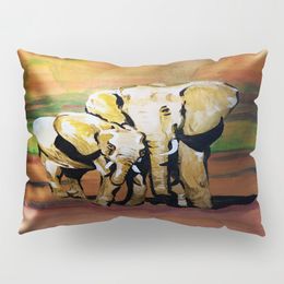 50x30cm Colour Elephant Pattern Polyester Fluffy Pillowcase Ins Hand Painted Watercolour Rectangular Cushion Cover Sofa Decoration Cushion/Dec