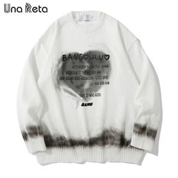 Una Reta Sweater Men Hip Hop Tie-dye print Streetwear Men Casual Pullover Tops Autumn Winter Harajuku Men Loose Sweater 211221