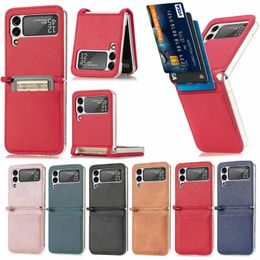 Fashion Slim Hard PC Protective Wallet Card Slots Cases Folding Touchness Shockproof Anti-Drop Full Body For Samsung Galaxy Z Flip 2 3 5G Flip3 Flip2 Huawei P50 Pocket